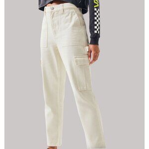 PacSun Off White Carpenter Painter Cargo Pants Jeans Dad Size 28 Tapered Cotton